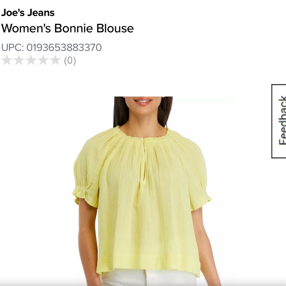 Joe's Jeans Women's Light Yellow Blouse
